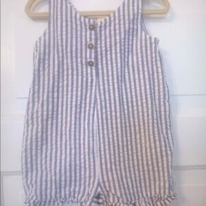 Blue Striped Sleeveless Romper